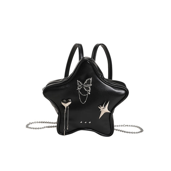 New Original Five-pointed Star Metal Butterfly Love Pendant Black Chain Backpack - Dana Fashion
