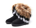 Free Shipping Winter Fur One Cotton Boots Fox Fur Rabbit Fur Snow Boots Women's Middle Tube Warm Cotton Shoes - DanaFashionstore
