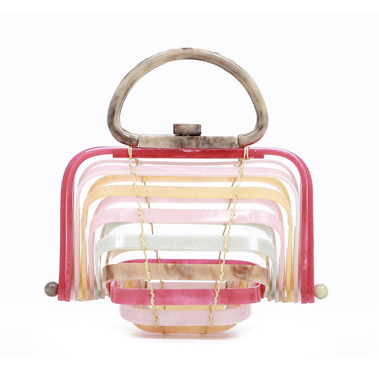 Acrylic bamboo basket hollow handbag foldable shell bag