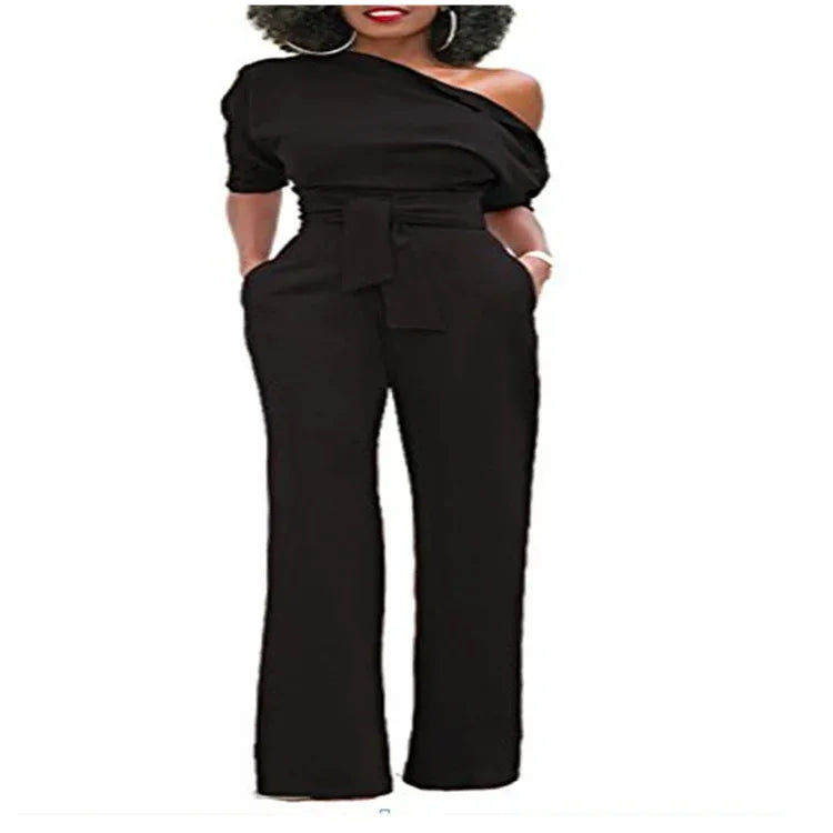 Off-Shoulder Buttoned Wide-Leg Pants 2026 - Casual Jumpsuit - DanaFashionstore