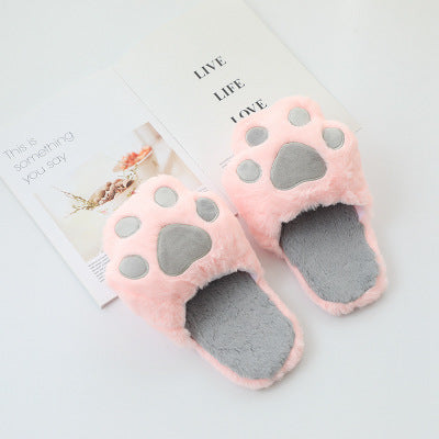Imitation rabbit fur and cat's paw slippers