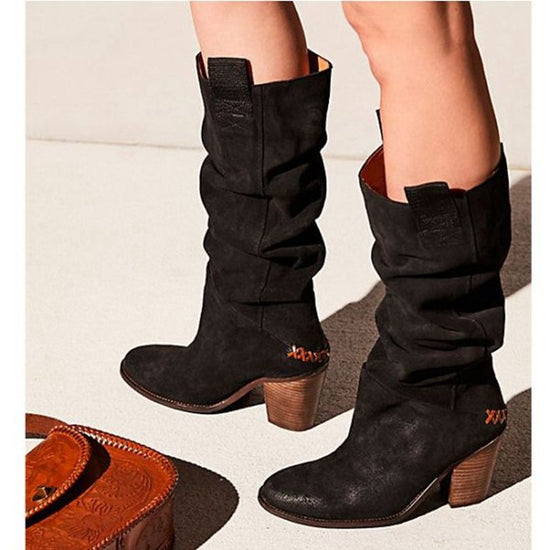Block heel retro high boots