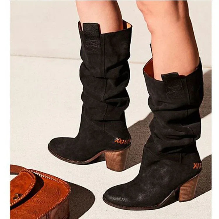 Block heel retro high boots - DanaFashionstore