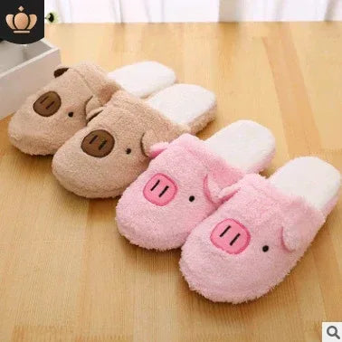 Couple models cartoon pig cotton slippers month cotton slippers home floor soft slippers warm - DanaFashionstore