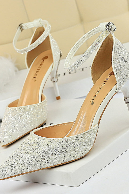High metallic and sequined heels