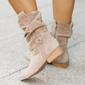 Ins Pointed Toe Mid-calf Boots Fashion Suede Zipper Western Boot Winter Shoes For Women - DanaFashionstore