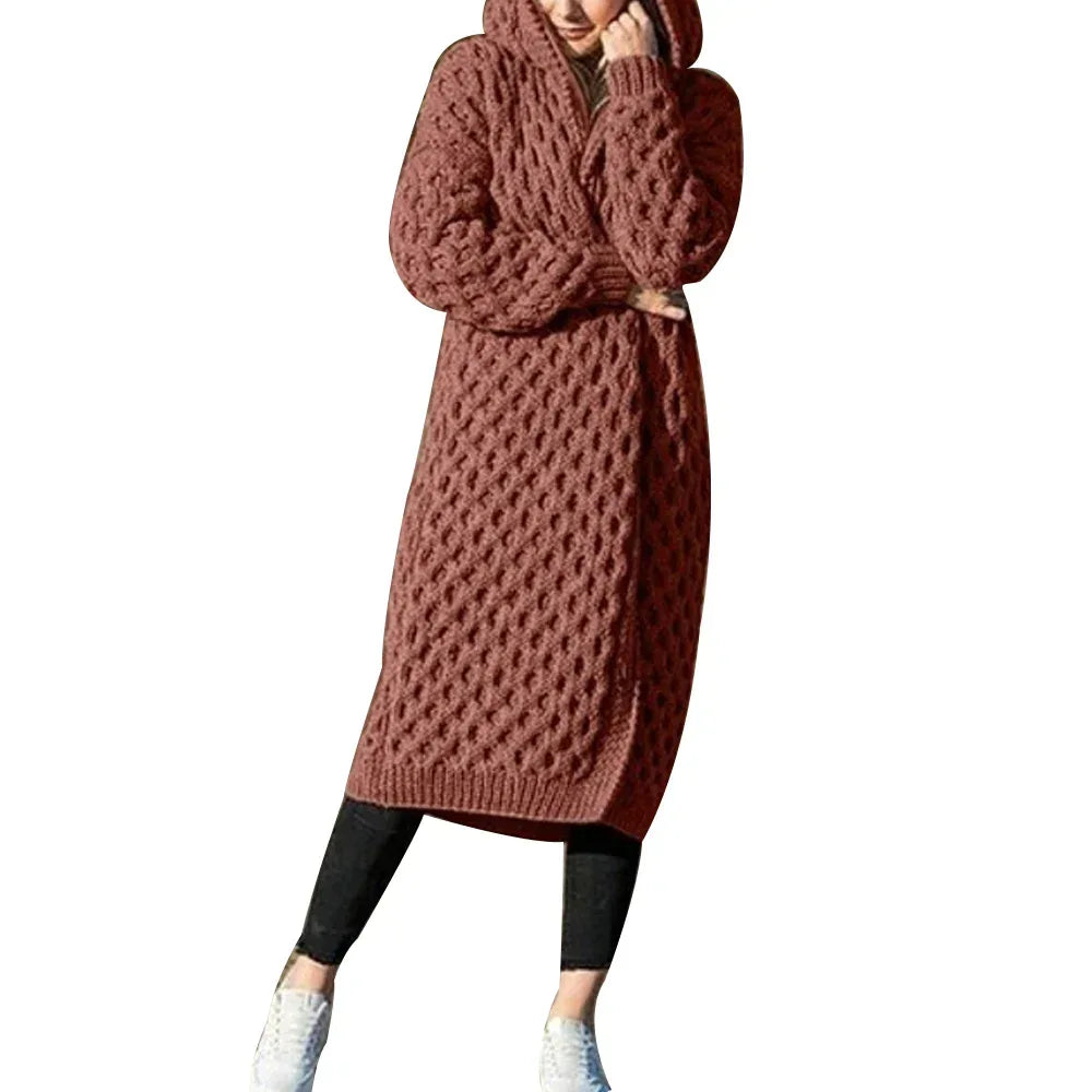 Women Winter Thick Warm Hooded Knitted Cardigan - DanaFashionstore