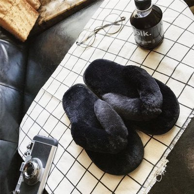 Winter fashion women's home fur slippers