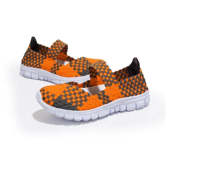 Lightweight flat shoes explosion models wishy elastic band hand-woven shoes women's single shoes large size flat bottom mother shoes factory straight - DanaFashionstore