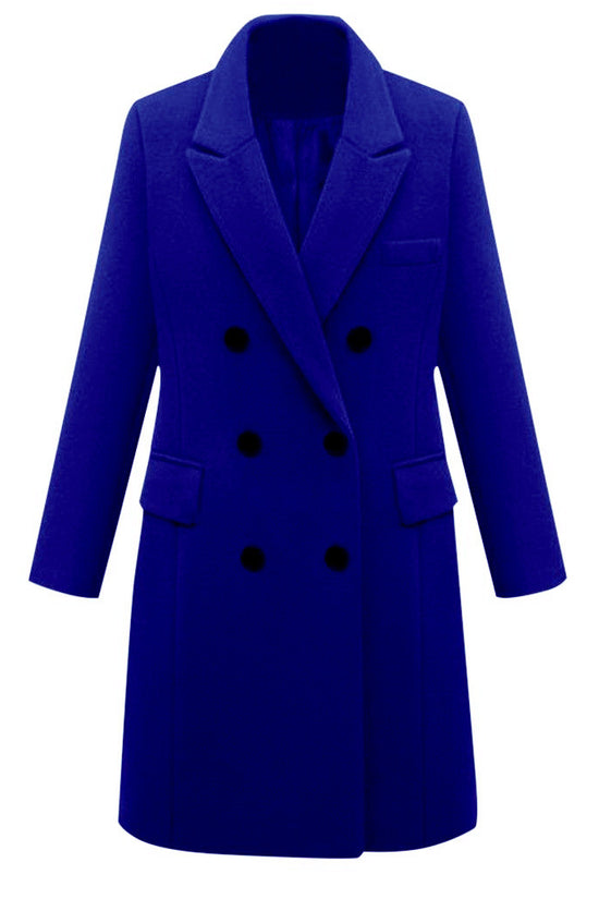 Medium length large woolen overcoat for women