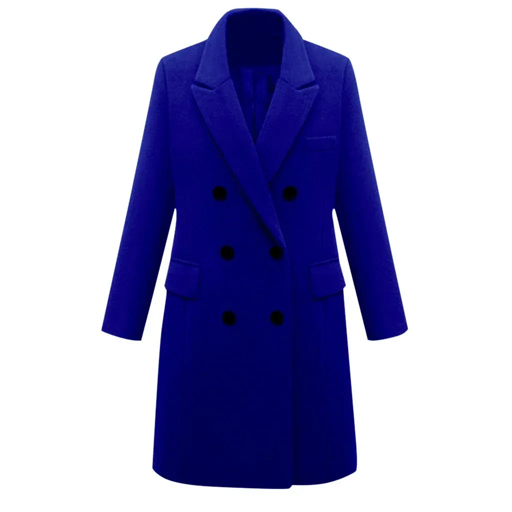 Medium length large woolen overcoat for women - DanaFashionstore