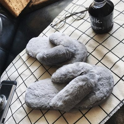 Winter fashion women's home fur slippers