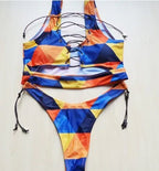 Pineapple Bikini for big boob Women Lace Up Swimwear Thong bikini set two pieces Swimsuit Bathing Suit female - DanaFashionstore