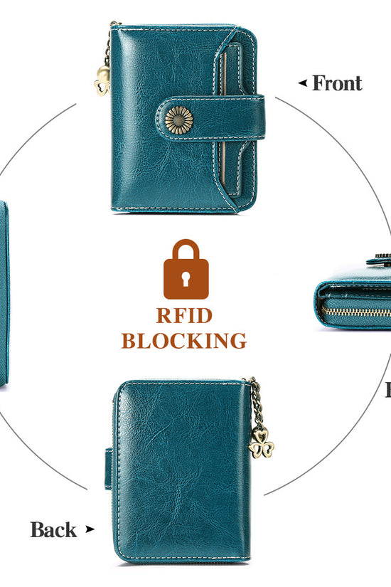 Oil Wax Genuine Leather Lady's Wallet European And American Style