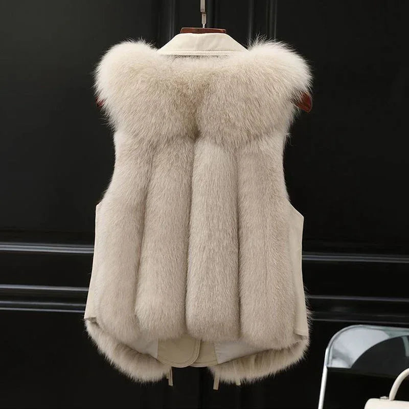 Fur Vest Short Coat 2026 - Patchwork Fox Fur Jacket Women's Warm Vest - DanaFashionstore