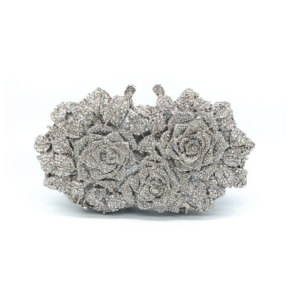 Hollow Rose Diamond Dinner Bag - Dana Fashion