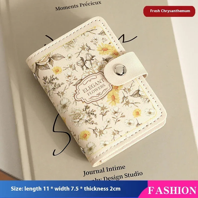 Women's Flower Oil Painting Retro Style Large Capacity Card Holder - DanaFashionstore