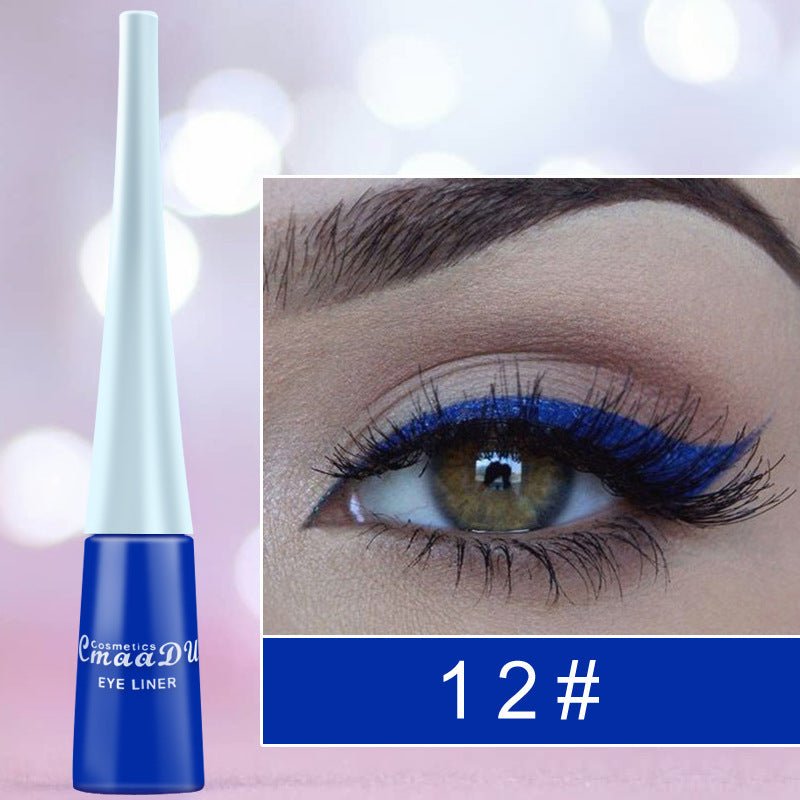 17 Color Liquid Eyeliner Matte Quick-Drying Color Eyeliner Lasting Non-Blooming Matte Glitter Eyeliner $13.00 Dana Fashion style: 12style makeup Overview: Brand New & High Quality. portable size, easy to carry. Effect: super waterproof and long-lasting Fa