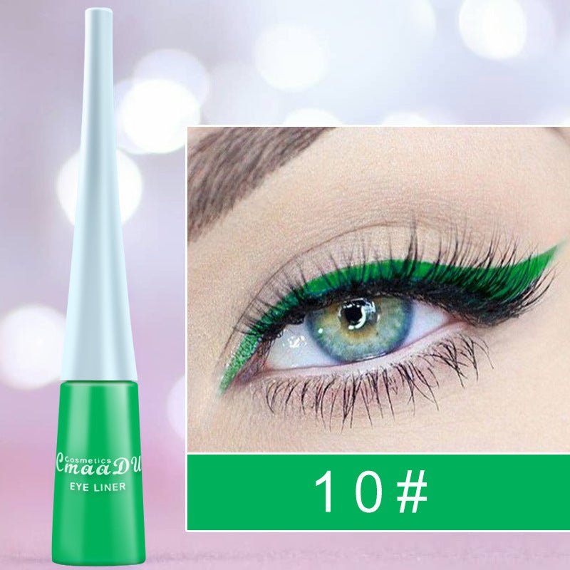 17 Color Liquid Eyeliner Matte Quick-Drying Color Eyeliner Lasting Non-Blooming Matte Glitter Eyeliner $13.00 Dana Fashion style: 10style makeup Overview: Brand New & High Quality. portable size, easy to carry. Effect: super waterproof and long-lasting Fa