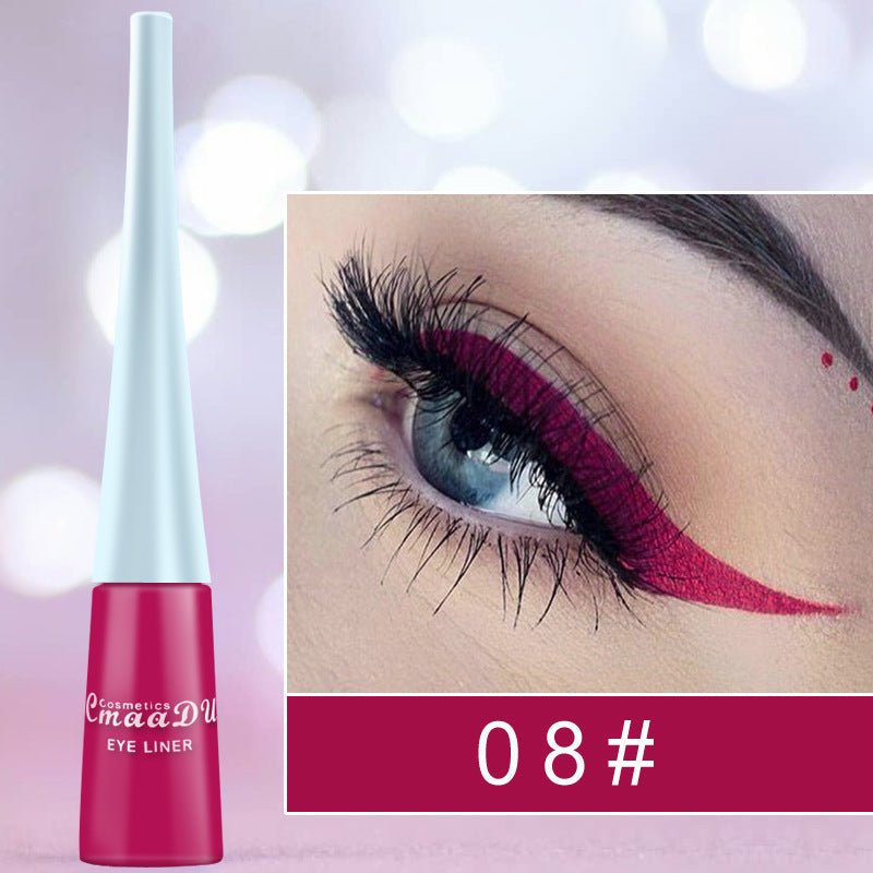 17 Color Liquid Eyeliner Matte Quick-Drying Color Eyeliner Lasting Non-Blooming Matte Glitter Eyeliner $13.00 Dana Fashion style: 8 Style makeup Overview: Brand New & High Quality. portable size, easy to carry. Effect: super waterproof and long-lasting Fa