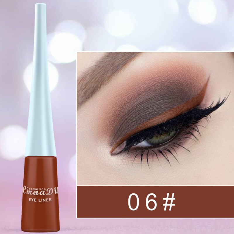 17 Color Liquid Eyeliner Matte Quick-Drying Color Eyeliner Lasting Non-Blooming Matte Glitter Eyeliner $13.00 Dana Fashion style: 6 Style makeup Overview: Brand New & High Quality. portable size, easy to carry. Effect: super waterproof and long-lasting Fa