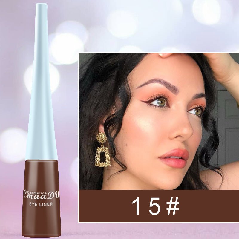 17 Color Liquid Eyeliner Matte Quick-Drying Color Eyeliner Lasting Non-Blooming Matte Glitter Eyeliner $13.00 Dana Fashion style: 15 Style makeup Overview: Brand New & High Quality. portable size, easy to carry. Effect: super waterproof and long-lasting F