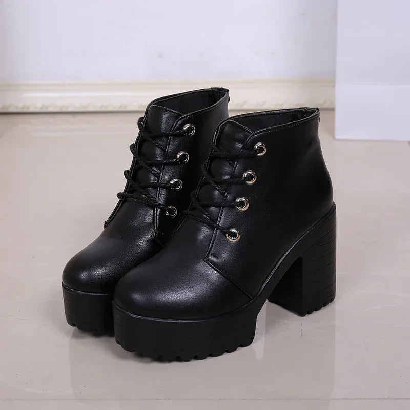 High-heel chunky heel ankle boots - DanaFashionstore