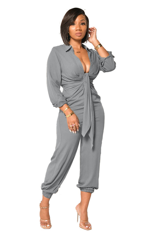 Sexy long sleeve V-neck Jumpsuit