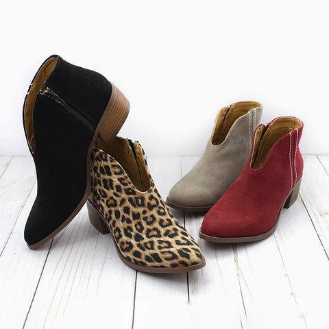 Leopard boots women's personality tassel leather boots new square with WISH booties - DanaFashionstore