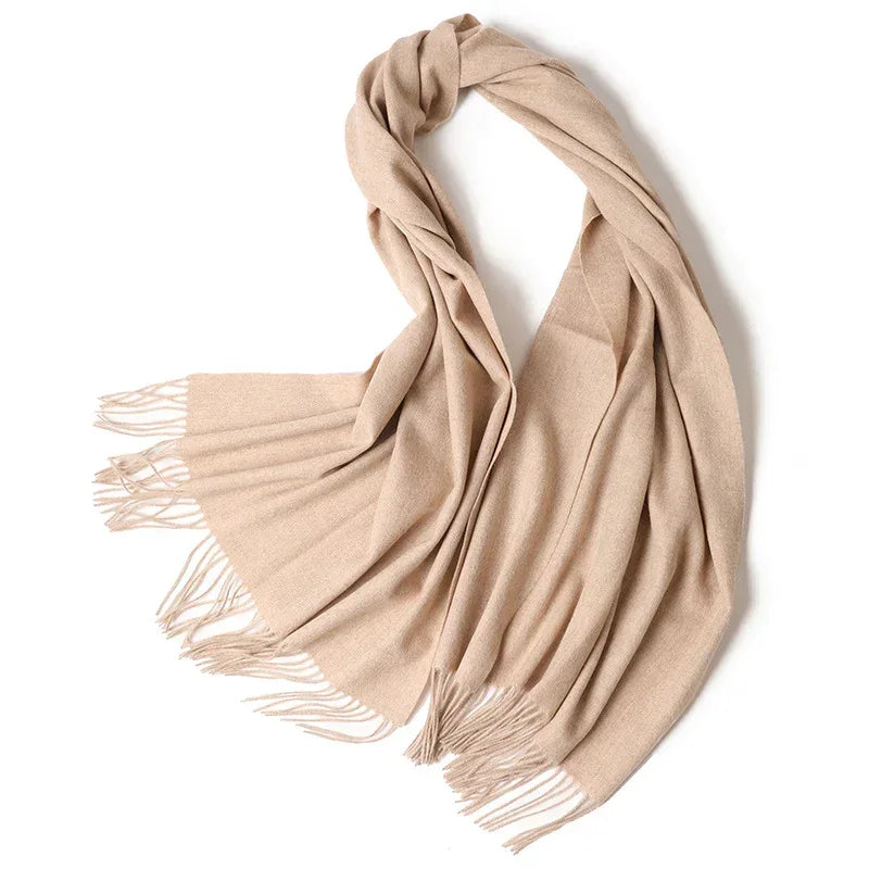 New Solid Color Wool Long Beard Warm Tassel Scarf Thick - DanaFashionstore
