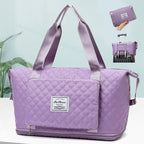 Foldable Travel Duffle Bag With Rhombus Sewing Design Large Capacity Fitness Handbag Portable Versatile Shoulder Bags Expandable Organizer - DanaFashionstore