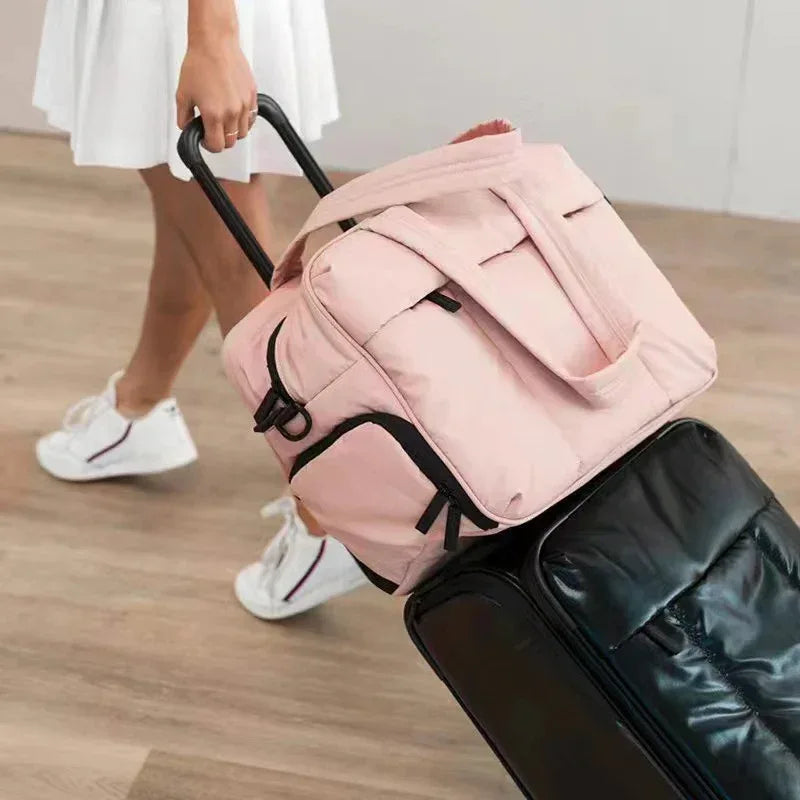 Down Handbags Winter Travel Duffle Bag With Shoes Compartment Portable Sports Yoga Gym Fitness Shoulder Bags For Weekender Overnight Tote Women - DanaFashionstore