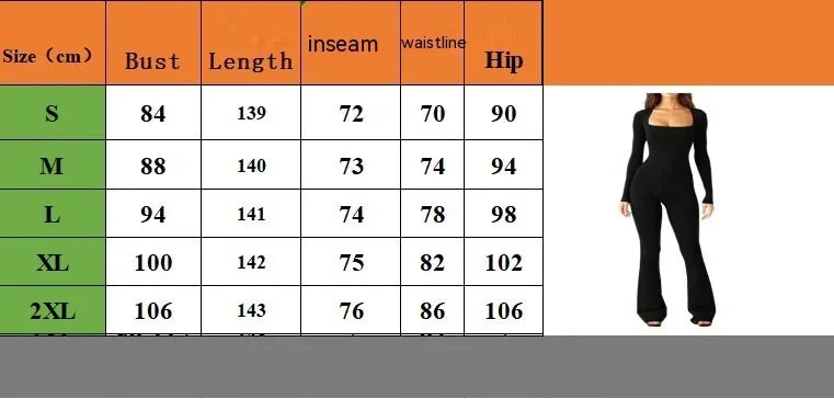Women Long Sleeve Belly Waist Shaping And Hip Lift Square Collar Wide Leg High Elastic Jumpsuit - DanaFashionstore