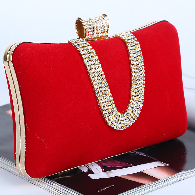 Suede European And American Food Bag U-shaped Diamond - Dana Fashion