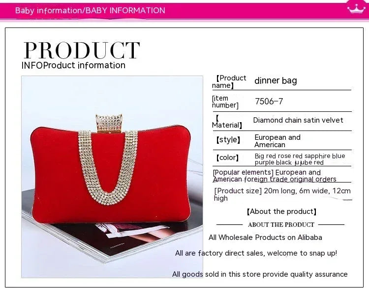 Suede European And American Food Bag U-shaped Diamond - DanaFashionstore