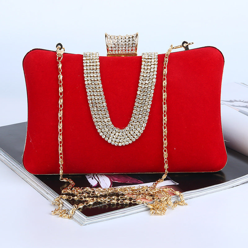 Suede European And American Food Bag U-shaped Diamond - Dana Fashion