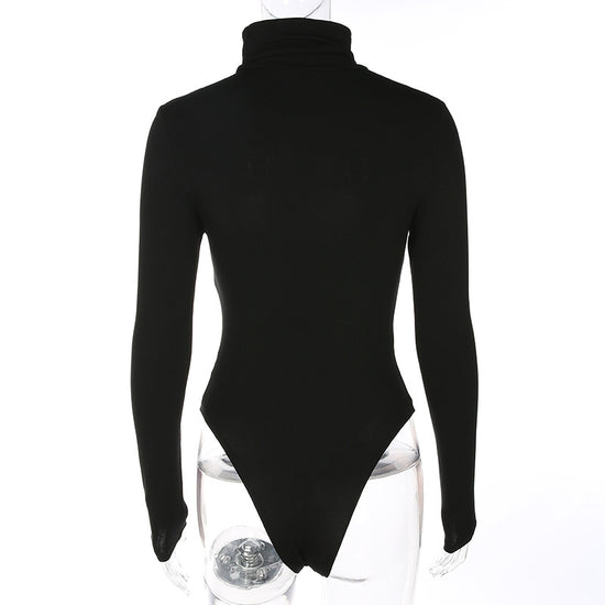 Slim-fit base high-neck jumpsuit