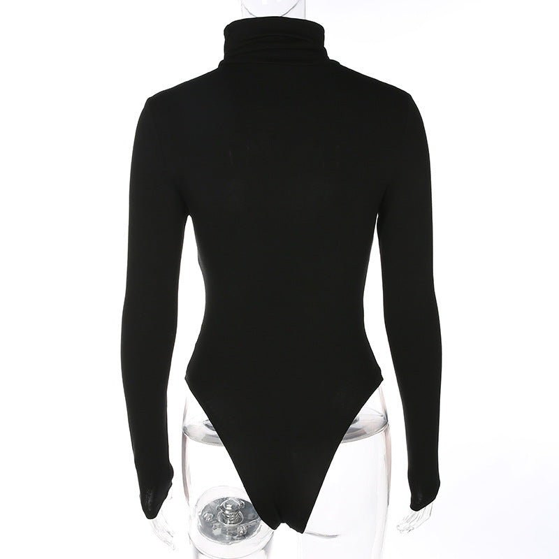 Slim-fit base high-neck jumpsuit