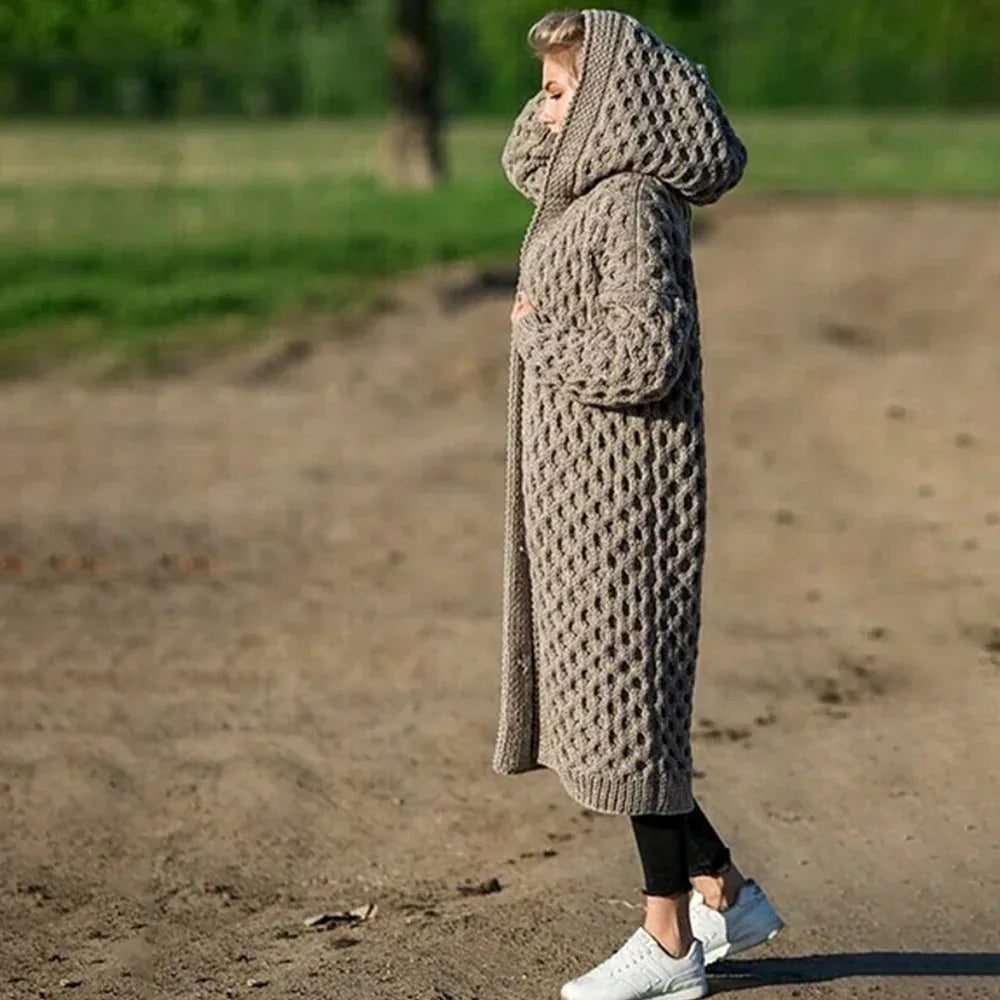 Women Winter Thick Warm Hooded Knitted Cardigan - DanaFashionstore