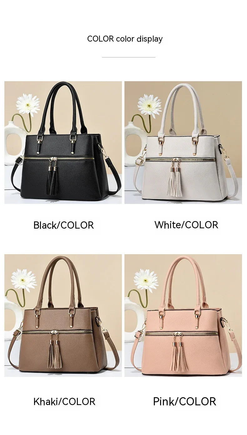 Large Capacity Soft Leather Tassel Shoulder Bag - DanaFashionstore