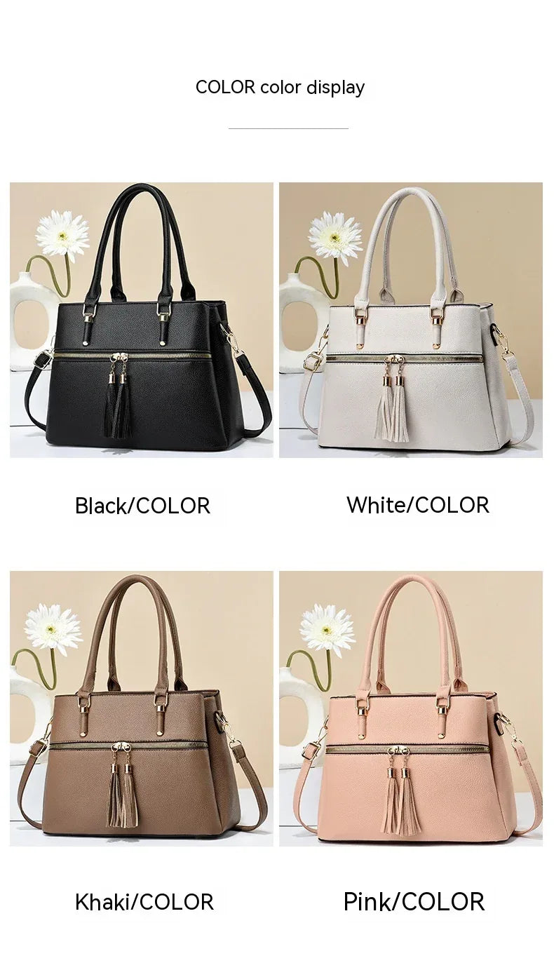 Large Capacity Soft Leather Tassel Shoulder Bag - DanaFashionstore