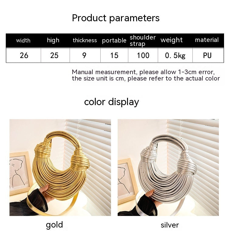 Instafamous Metal Noodles Underarm Bag Fashion Shiny Surface - Dana Fashion