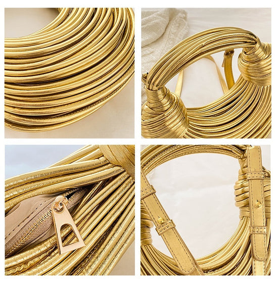 Instafamous Metal Noodles Underarm Bag Fashion Shiny Surface - Dana Fashion