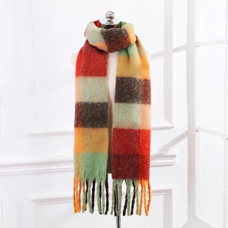 Plaid Mohair Scarf Colored Ladies - DanaFashionstore