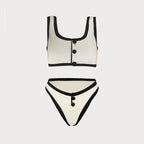 Sexy Black And White Color Matching High Waist Split Bikini Swimsuit - DanaFashionstore