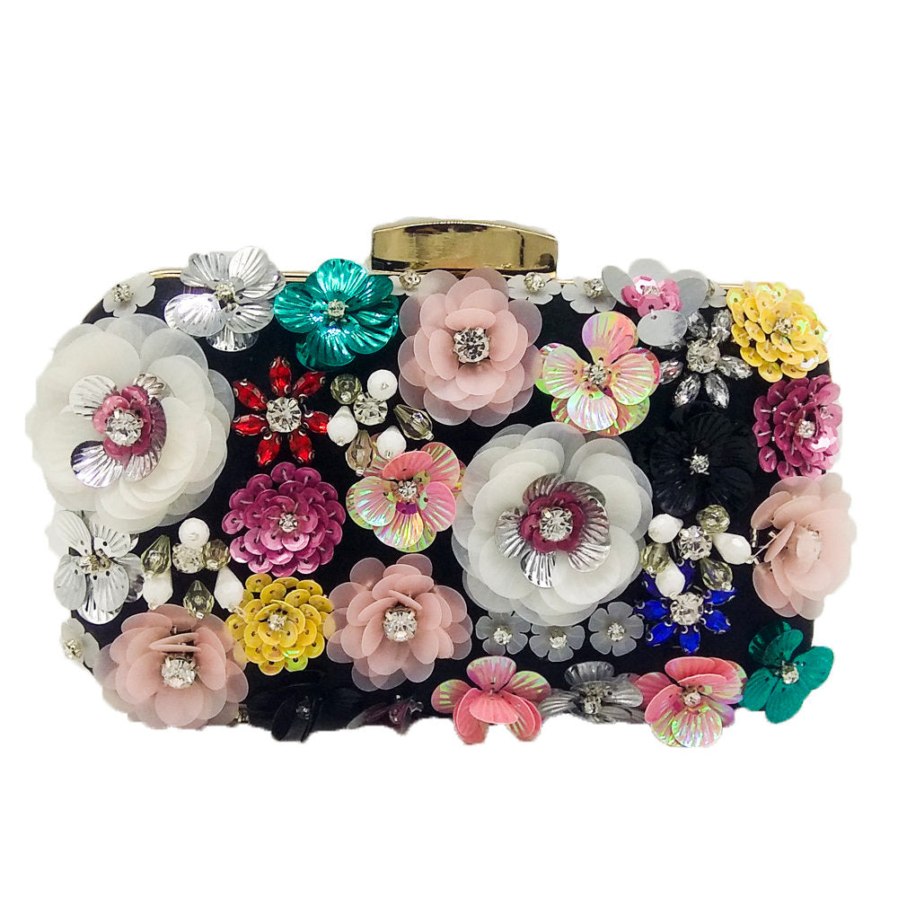 Flower Beaded Banquet Bag Party Clutch - Dana Fashion