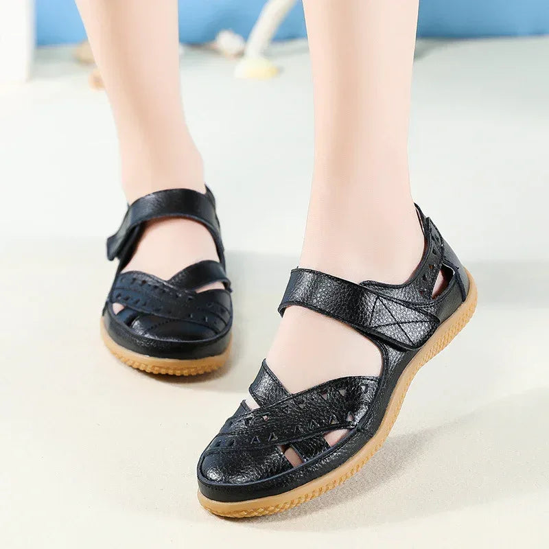 Women's Hollow Hole Leather Casual Sandals - DanaFashionstore