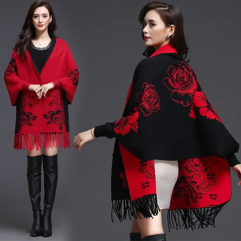 Mid-length Tassels Loose-fitting Knitted Cardigan Thickened Sweater Cashmere Outerwear - DanaFashionstore