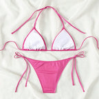 Pure Color Tied Beach Sexy Bikini Hot Spring Split Swimsuit Female Bikini - DanaFashionstore