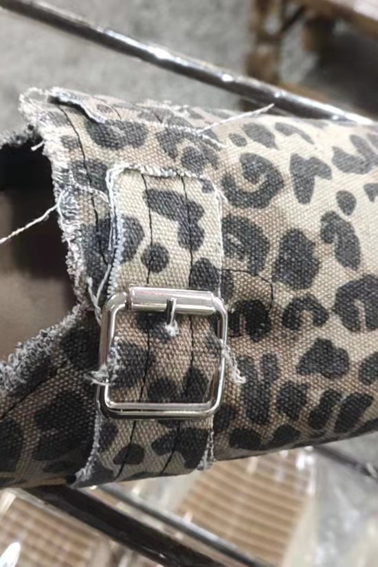 Independent Station Cross-border Oversized Shoes Women's Spring And Autumn European And American New Leopard Print Semi Slippers Shoes Lazy Shoes Peas Shoes